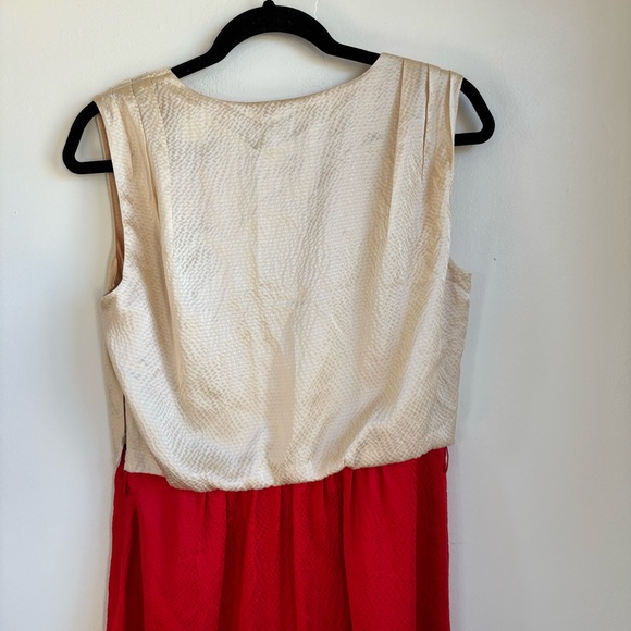 Tory Burch Darya Colorblock Dress Silk Champagne & Red Size 4 - Picture 11 of 15